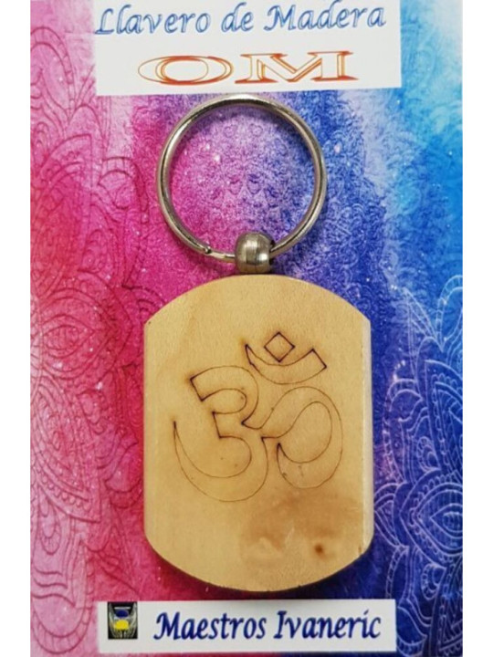 Llavero de Madera Con Símbolo OM.