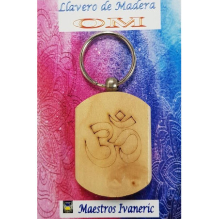 Llavero de Madera Con Símbolo OM.