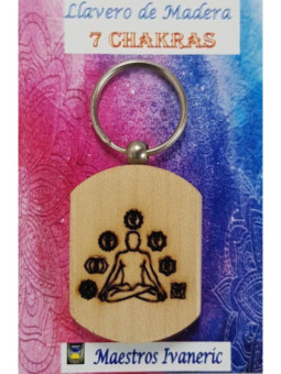 Llavero de Madera Con Símbolo 7 Chakras