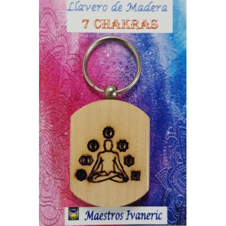 Llavero de Madera Con Símbolo 7 Chakras