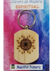 Llavero de Madera Con Símbolo Espiritual