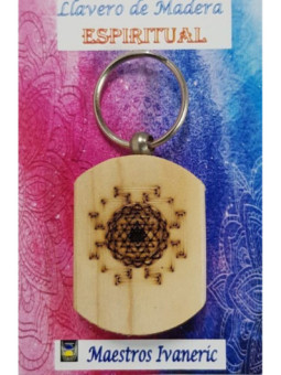Llavero de Madera Con Símbolo Espiritual