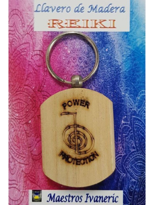 Llavero de Madera Con Símbolo Reiki
