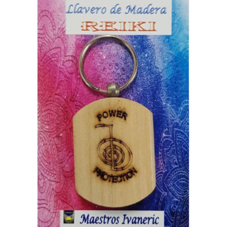 Llavero de Madera Con Símbolo Reiki