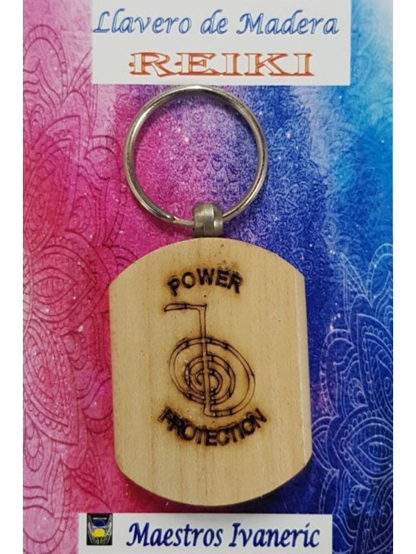 Llavero de Madera Con Símbolo Reiki