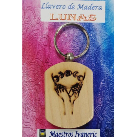 Llavero de Madera Con Símbolo Lunas