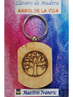 Llavero de Madera Con Símbolo Árbol de la Vida