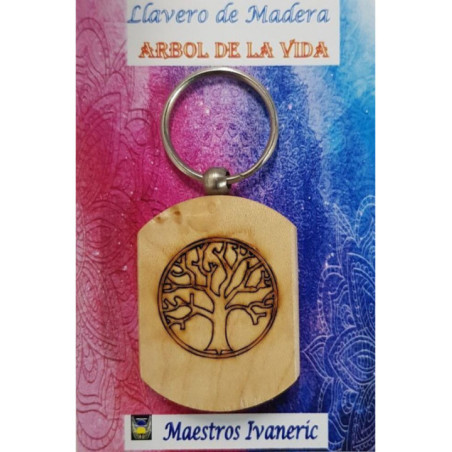 Llavero de Madera Con Símbolo Árbol de la Vida