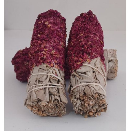 Atadillo de Salvia Blanca con Pétalos de Rosa de 11 cm. aprox.