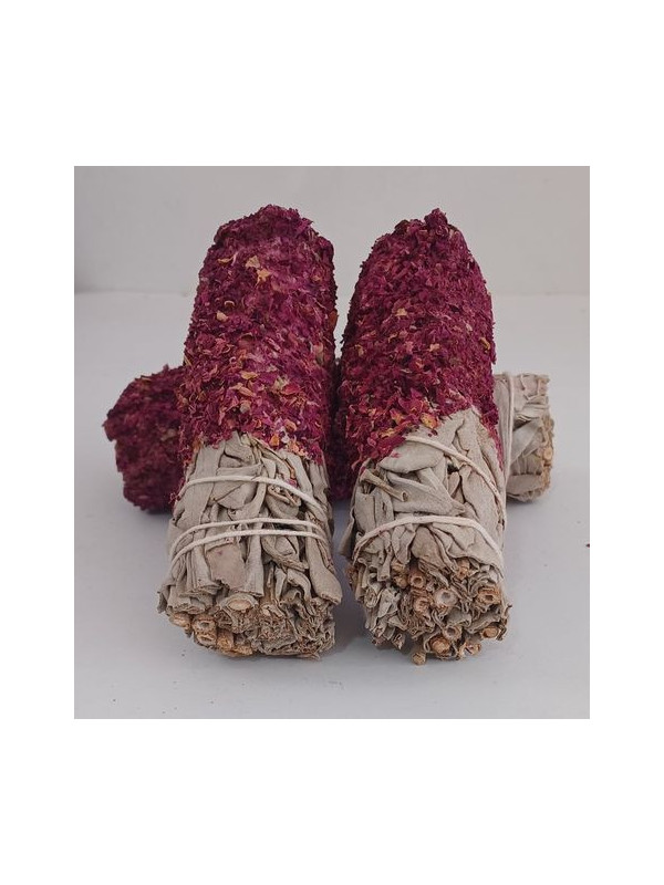 Atadillo de Salvia Blanca con Pétalos de Rosa de 11 cm. aprox.