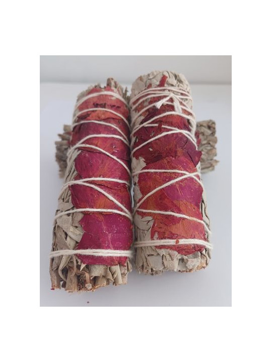 Atadillo de Salvia Blanca con Rosa Roja de 11 cm. aprox.