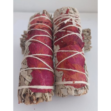 Atadillo de Salvia Blanca con Rosa Roja de 11 cm. aprox.