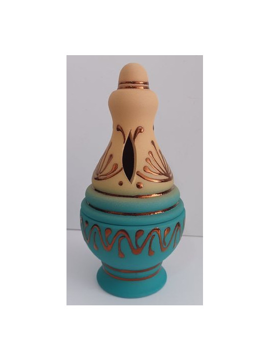 Incensario Artesanal Pintado verde 17cm.