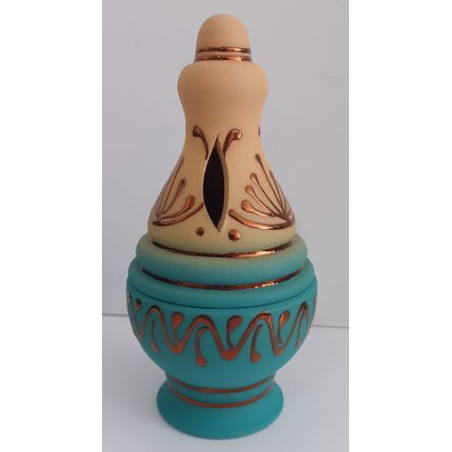 Incensario Artesanal Pintado verde 17cm.