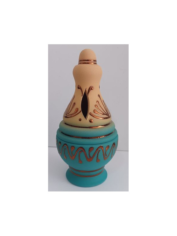 Incensario Artesanal Pintado verde 17cm.