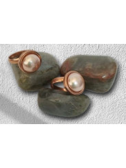 Anillo Perla Acero Hipoalergénico Rosado Adaptable.