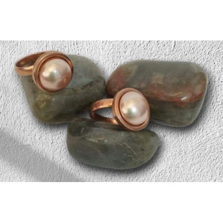 Anillo Perla Acero Hipoalergénico Rosado Adaptable.