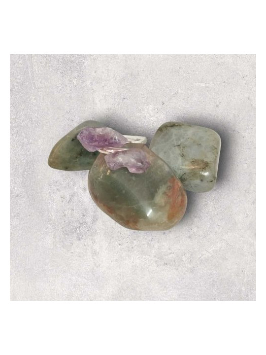 Anillo de Amatista, acero inoxidable adaptable.