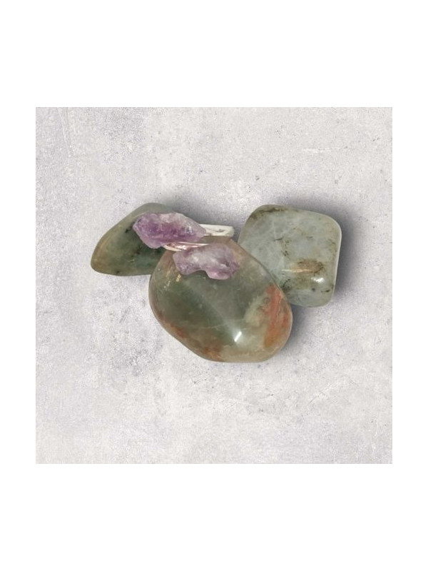 Anillo de Amatista, acero inoxidable adaptable.