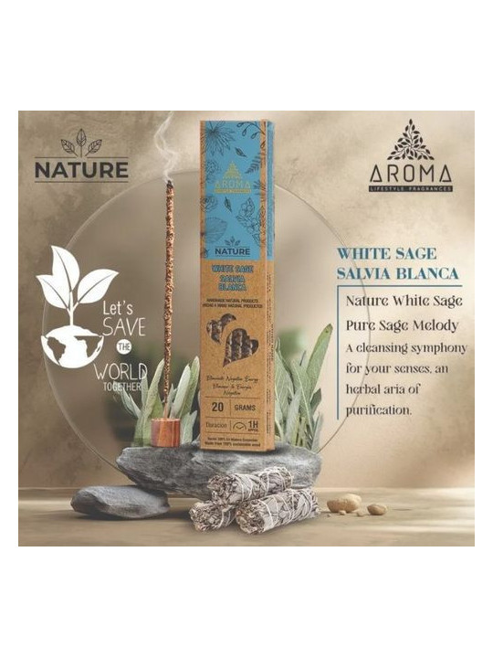 Incienso Aroma Orgánico Nature Salvia Blanca.
