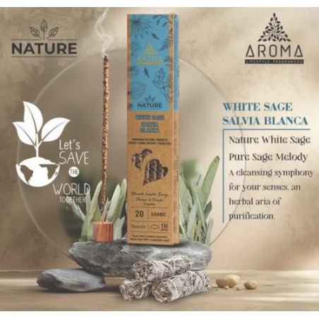 Incienso Aroma Orgánico Nature Salvia Blanca.