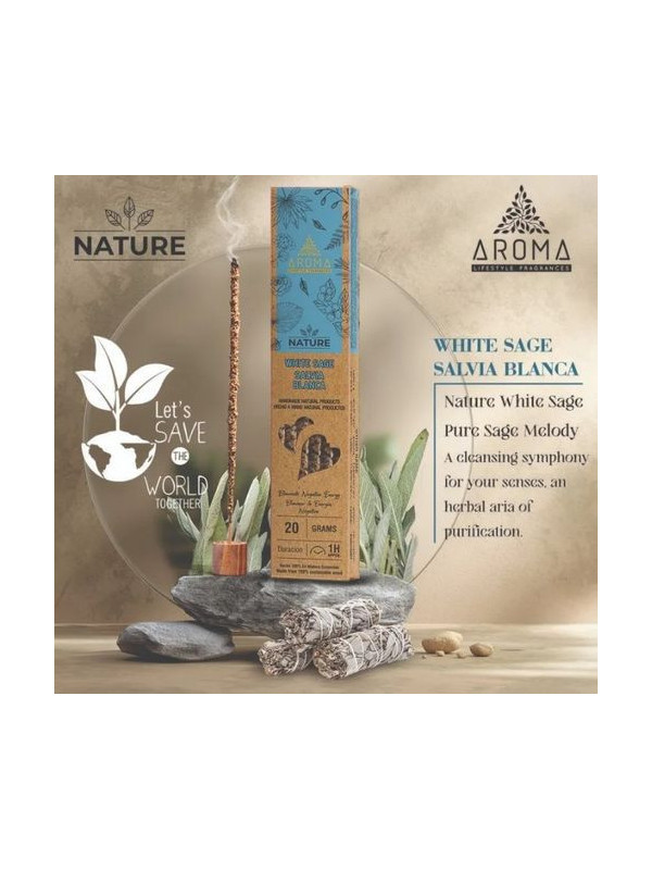 Incienso Aroma Orgánico Nature Salvia Blanca.