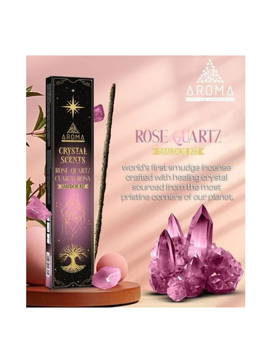 Incienso Aroma con Minerales, Cristal Cuarzo Rosa.