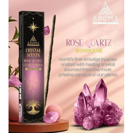 Incienso Aroma con Minerales, Cristal Cuarzo Rosa.