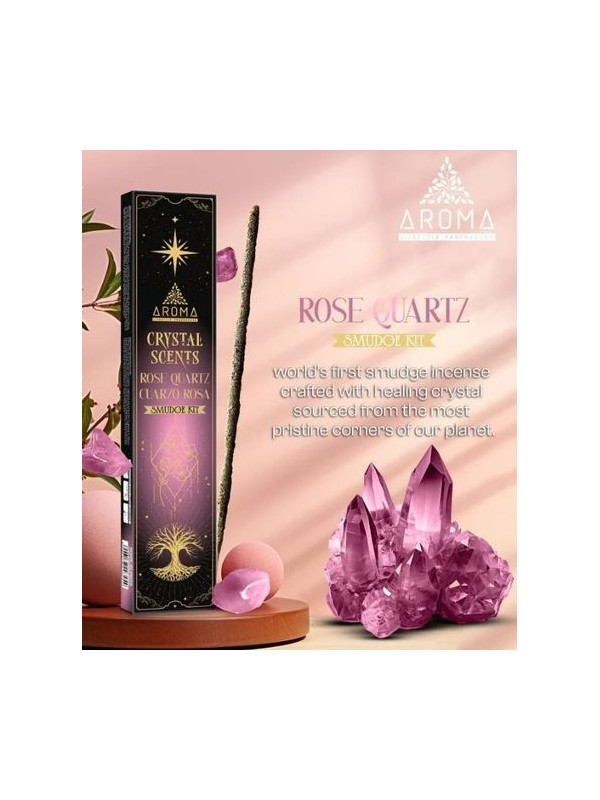 Incienso Aroma con Minerales, Cristal Cuarzo Rosa.