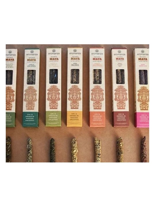 Incienso Maya Esencias de la India con Palo Santo. Aromanza.