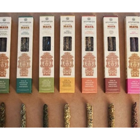 Incienso Maya Esencias de la India con Palo Santo. Aromanza.