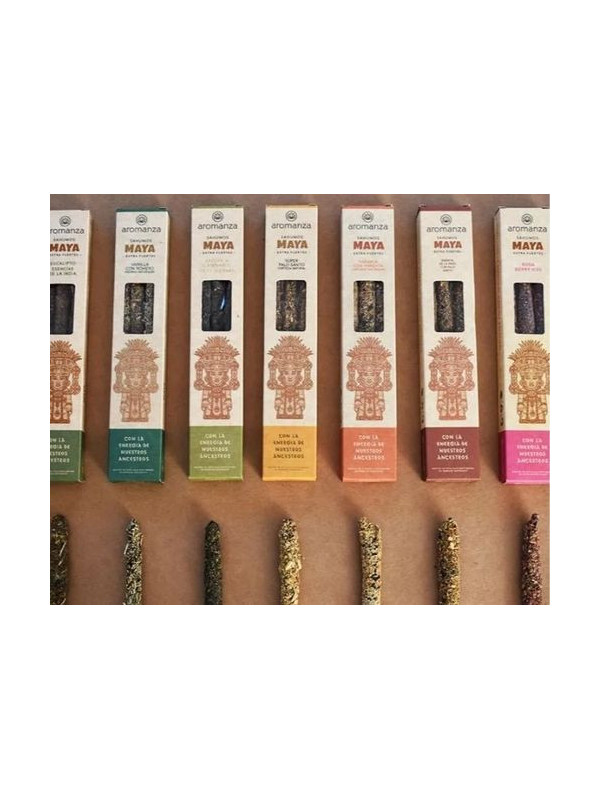 Incienso Maya Esencias de la India con Palo Santo. Aromanza.