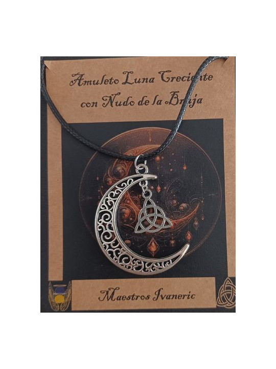 Amuleto Luna Creciente con Nudo de la Bruja.