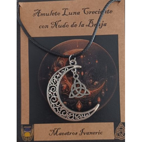 Amuleto Luna Creciente con Nudo de la Bruja.