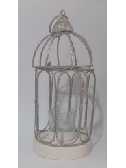 Porta Velas Jaula brillo metalizado.