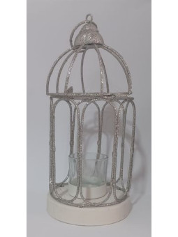 Porta Velas Jaula brillo metalizado.