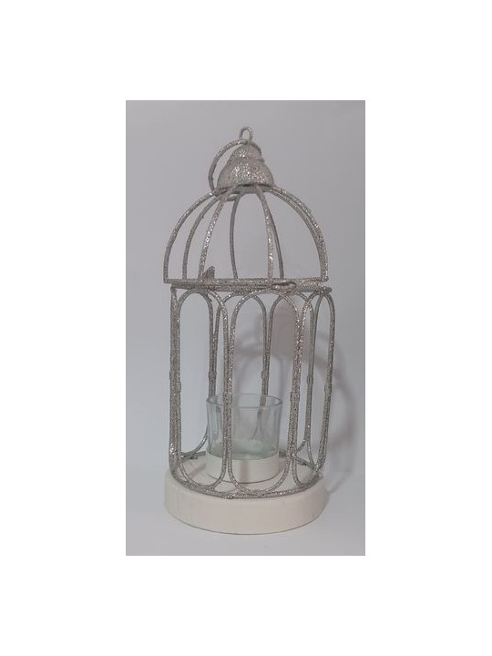 Porta Velas Jaula brillo metalizado.