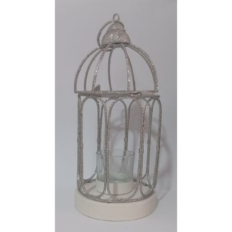 Porta Velas Jaula brillo metalizado.
