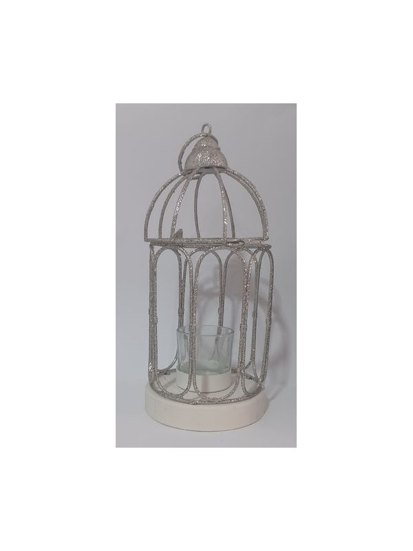 Porta Velas Jaula brillo metalizado.