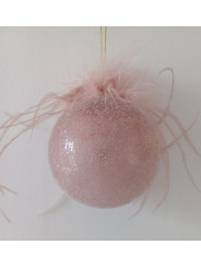 Bola de Navidad Rosa Plumas.