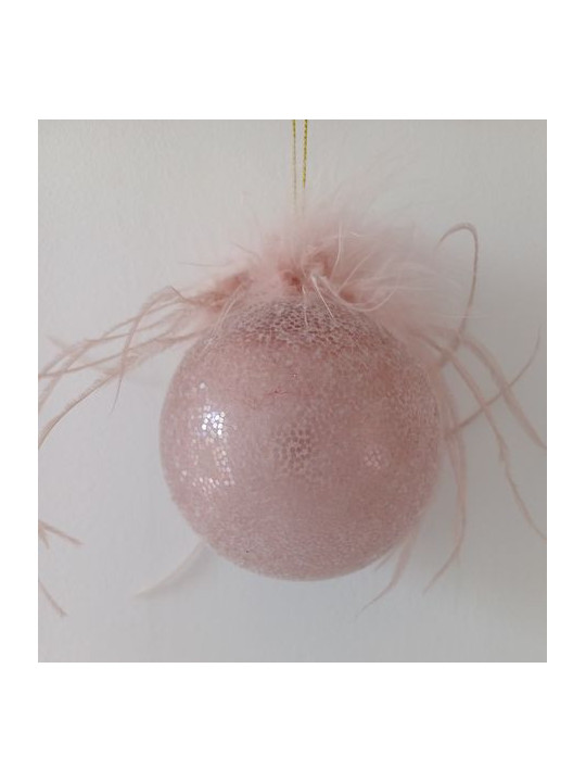 Bola de Navidad Rosa Plumas.