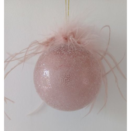 Bola de Navidad Rosa Plumas.