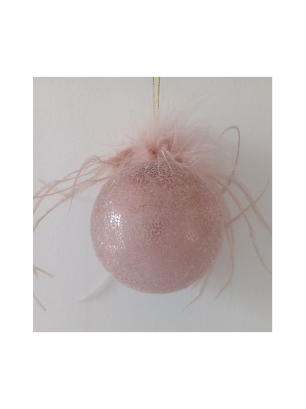 Bola de Navidad Rosa Plumas.