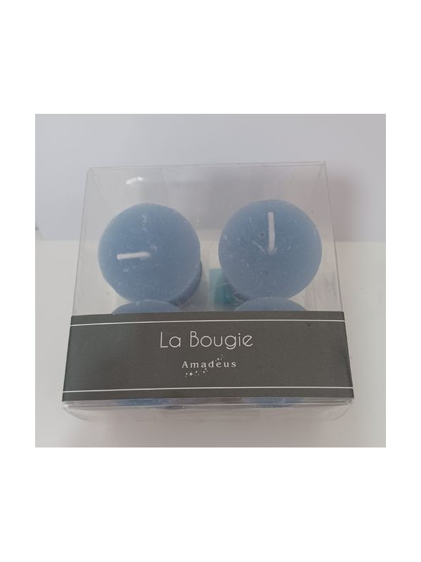 Pack 4 velas forma cubilete Azul. 4x3cm.