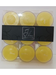 Pack 9 velas tea-light amarillas.4cm.