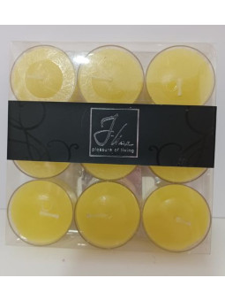 Pack 9 velas tea-light amarillas.4cm.