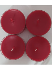 Pack 4 velas tea-light rojas grandes. 5,5cm