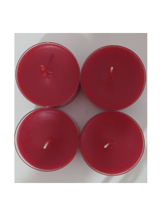 Pack 4 velas tea-light rojas grandes. 5,5cm