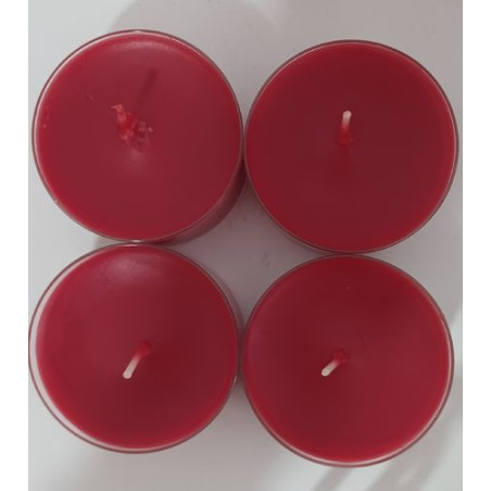Pack 4 velas tea-light rojas grandes. 5,5cm