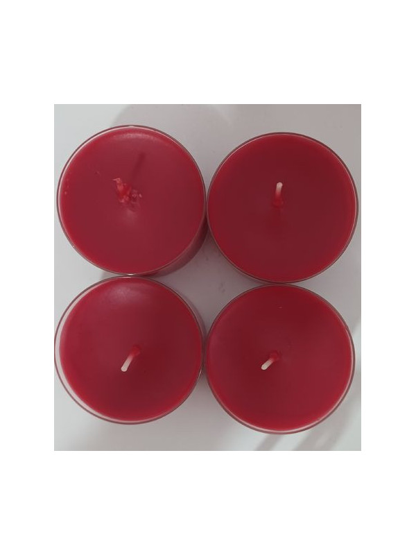 Pack 4 velas tea-light rojas grandes. 5,5cm